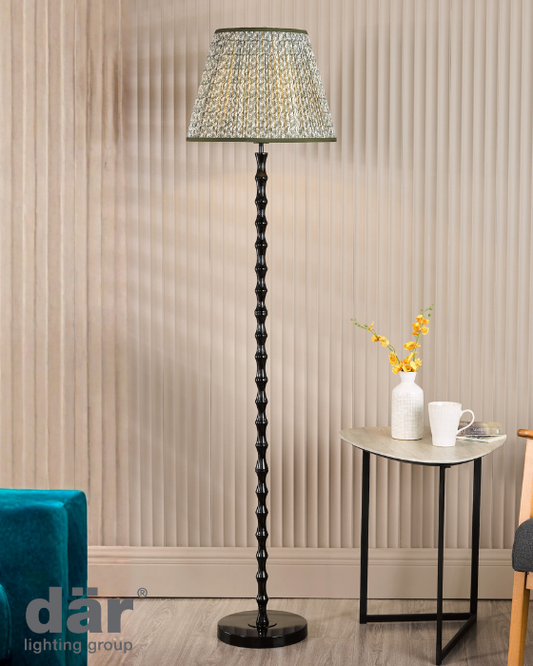 Dar Lighting Siyanda Black Floor Lamp With Green Shade