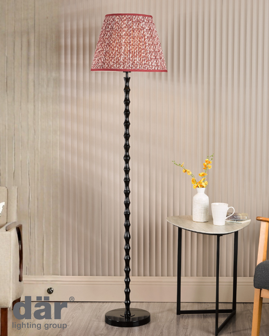 Dar Lighting Siyanda Black Floor Lamp With Red Shade