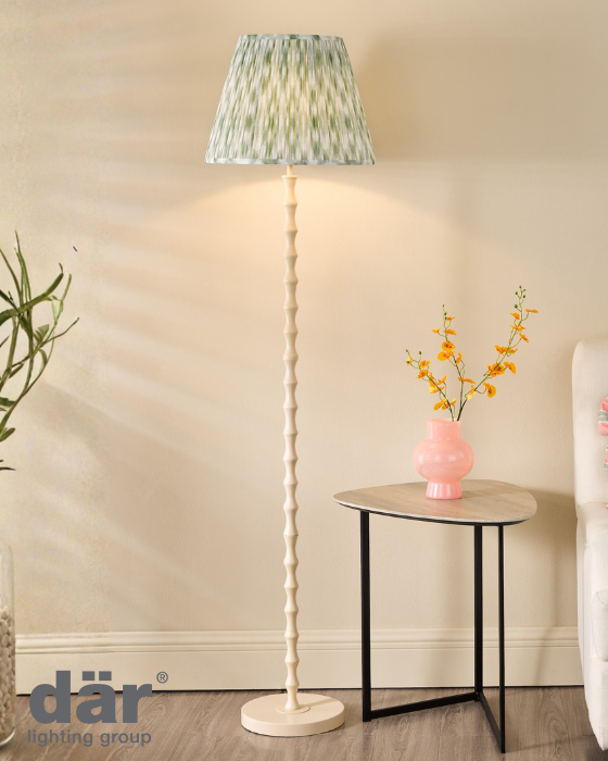 Dar Lighting Siyanda Cream Floor Lamp With Green Shade