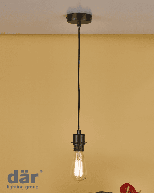 Dar Lighting Matt Black Suspension With Black Cable