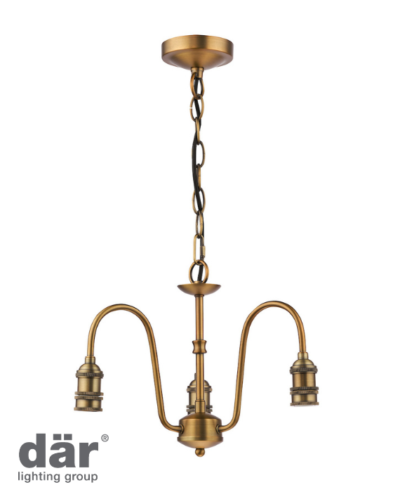 Dar Lighting 3 Light E14 Antique Bronze Armed Suspension