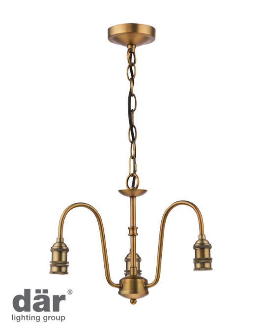 Dar Lighting 3 Light E14 Antique Bronze Armed Suspension