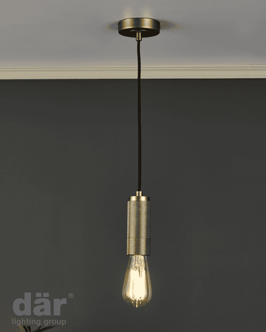 Dar Lighting Brass Knurled Suspension