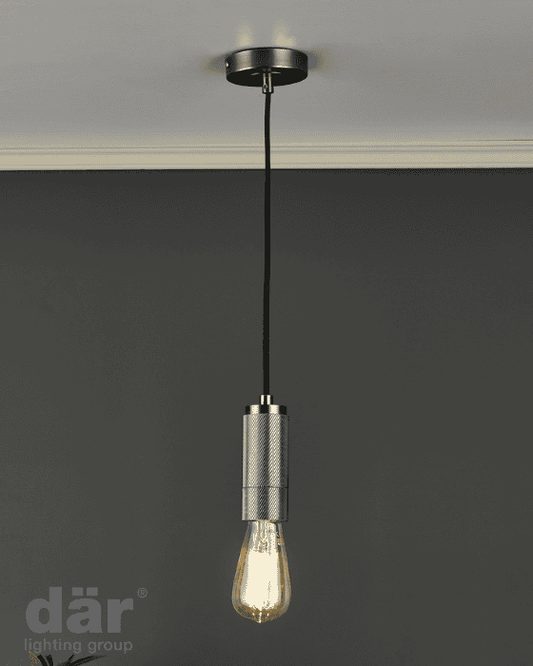 Dar Lighting Antique Chrome Knurled Suspension