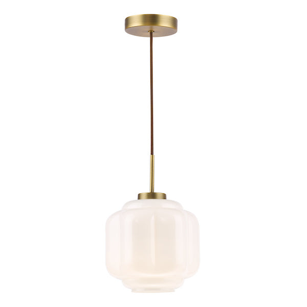 Dar Lighting Sumitra Antique Bronze & Opal Glass Small Pendant