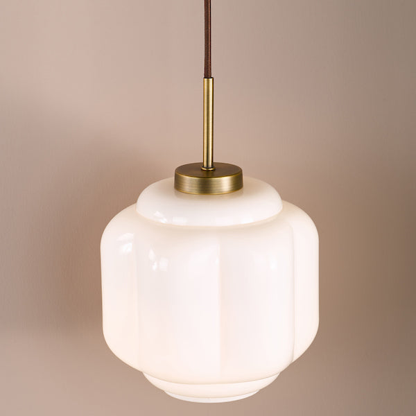Dar Lighting Sumitra Antique Bronze & Opal Glass Small Pendant