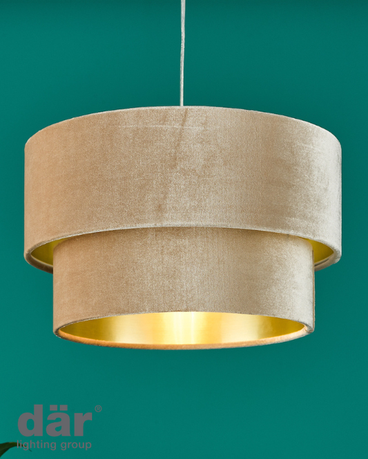 Dar Lighting Suvan Tiered Taupe Velvet Easy Fit Shade