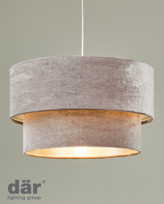 Dar Lighting Suvan Tiered Mink Velvet Easy Fit Shade