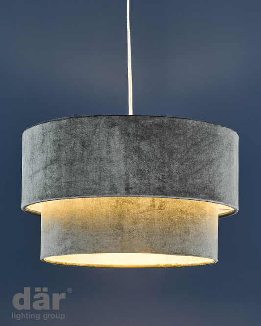 Dar Lighting Suvan Tiered Dark Grey Velvet Easy Fit Shade