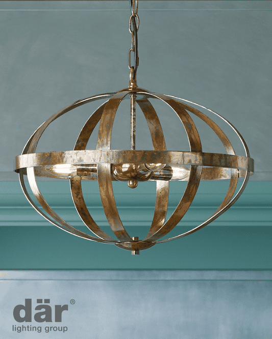 Dar Lighting Symbol 3 Light Petrol Copper Pendant