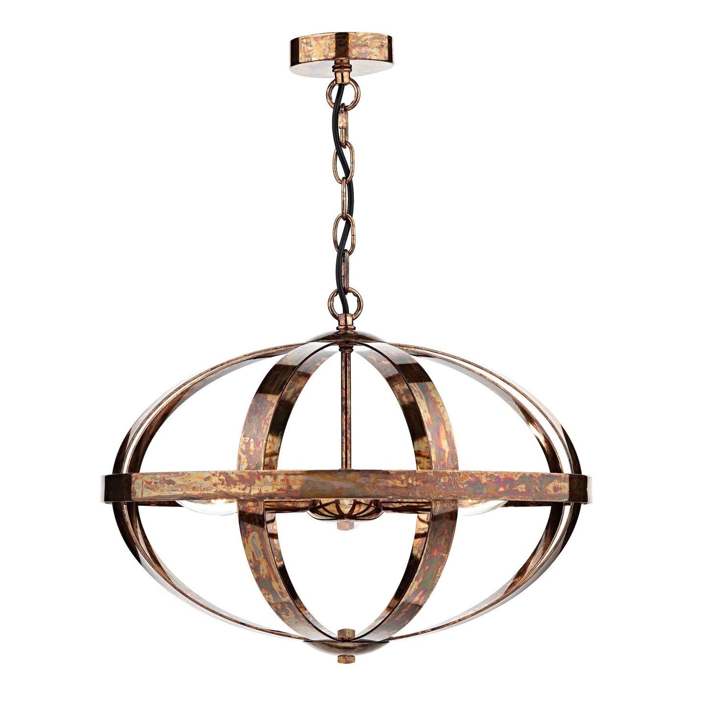 Dar Lighting Symbol 3 Light Petrol Copper Pendant