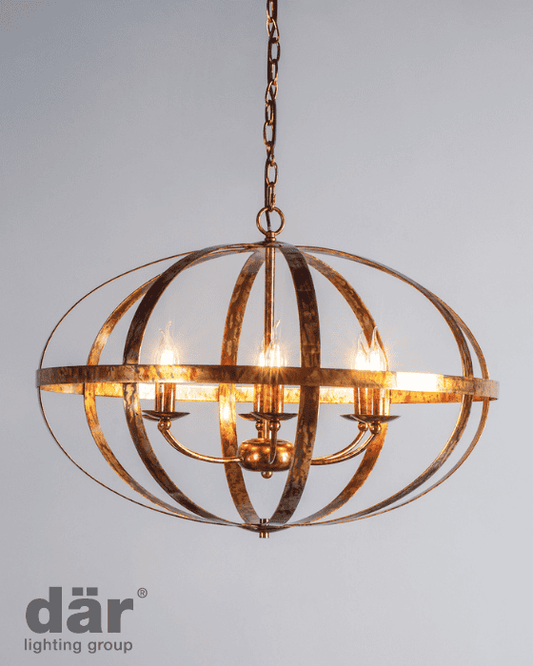 Dar Lighting Symbol 6 Light Petrol Copper Pendant