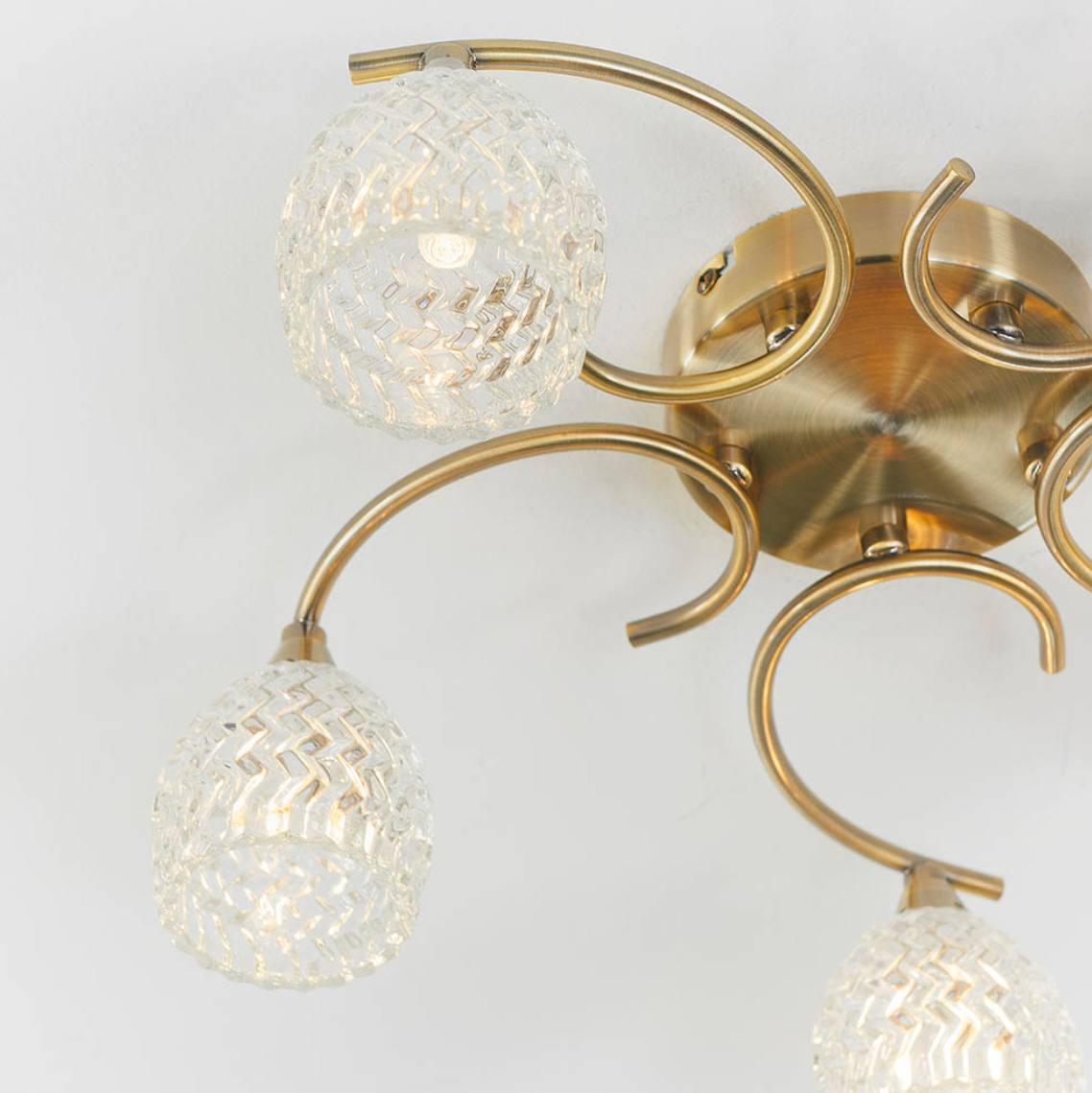 Endon Boyer 5 Light Antique Brass & Cut Glass Semi Flush