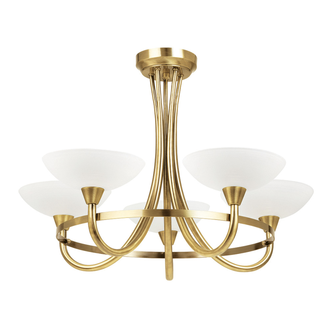 Endon Cagney 5 Light White & Antique Brass Semi Flush