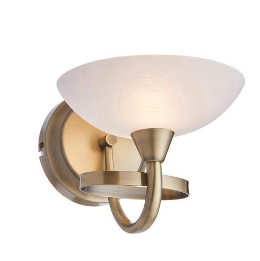 Endon Cagney White & Antique Brass Wall Light