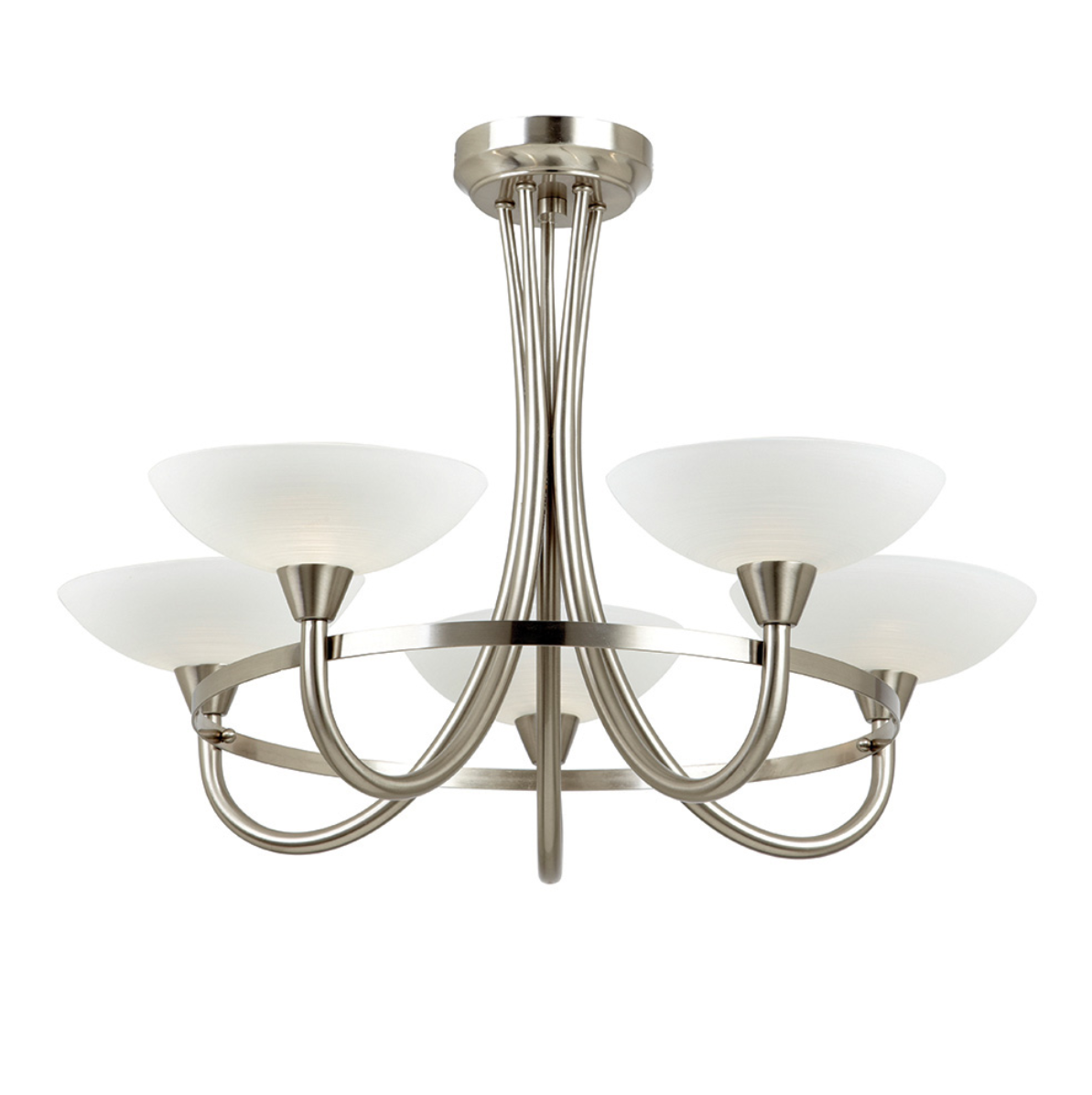 Endon Cagney 5 Light White & Satin Chrome Semi Flush