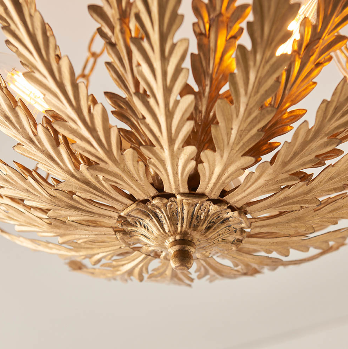 Endon Delphine 3 Light Gold Leaf Flush