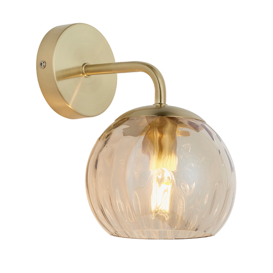 Endon Dimple Brass & Champagne Glass Wall Light