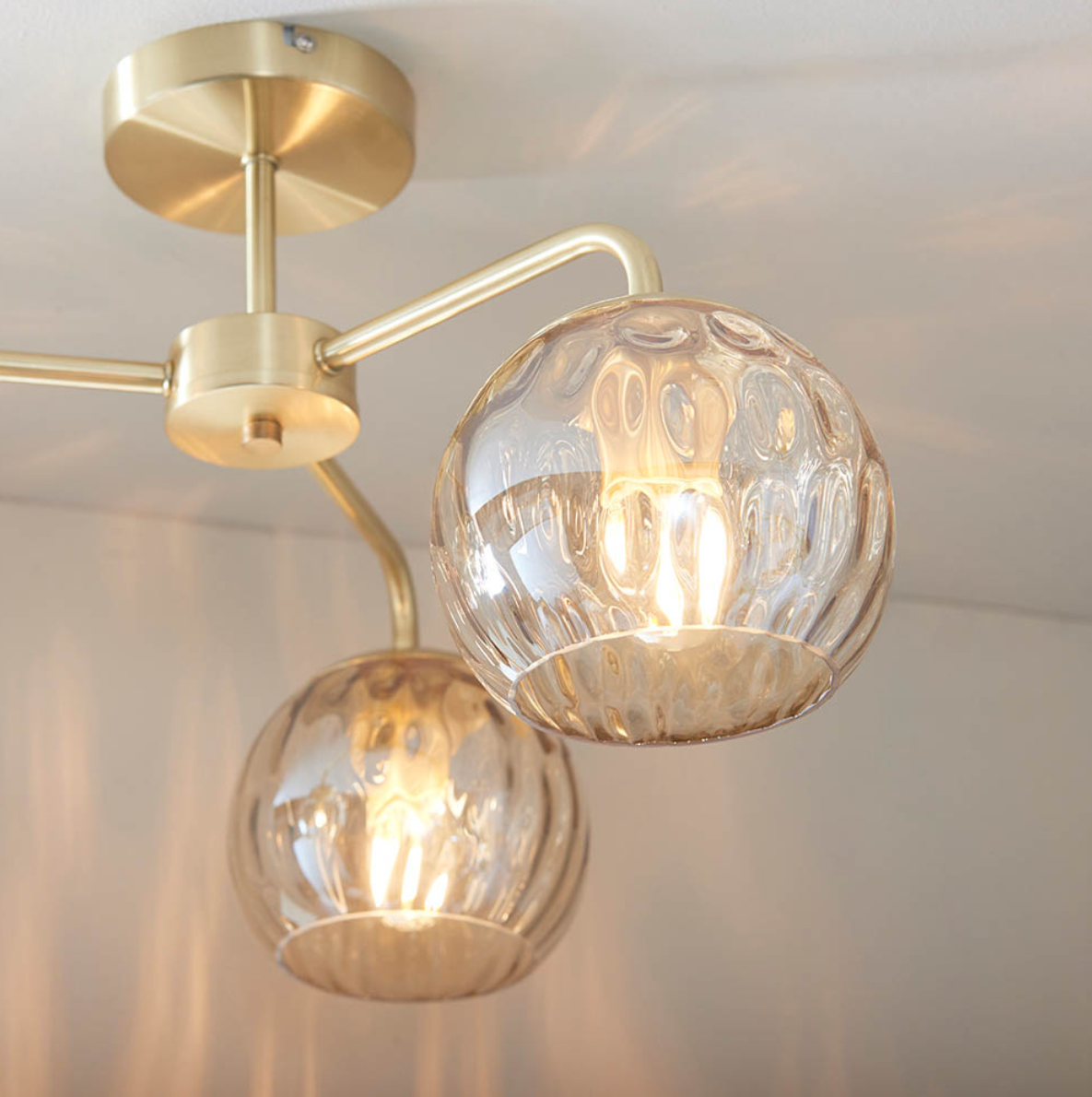 Endon 3 Light Dimple Champagne Glass Semi Flush