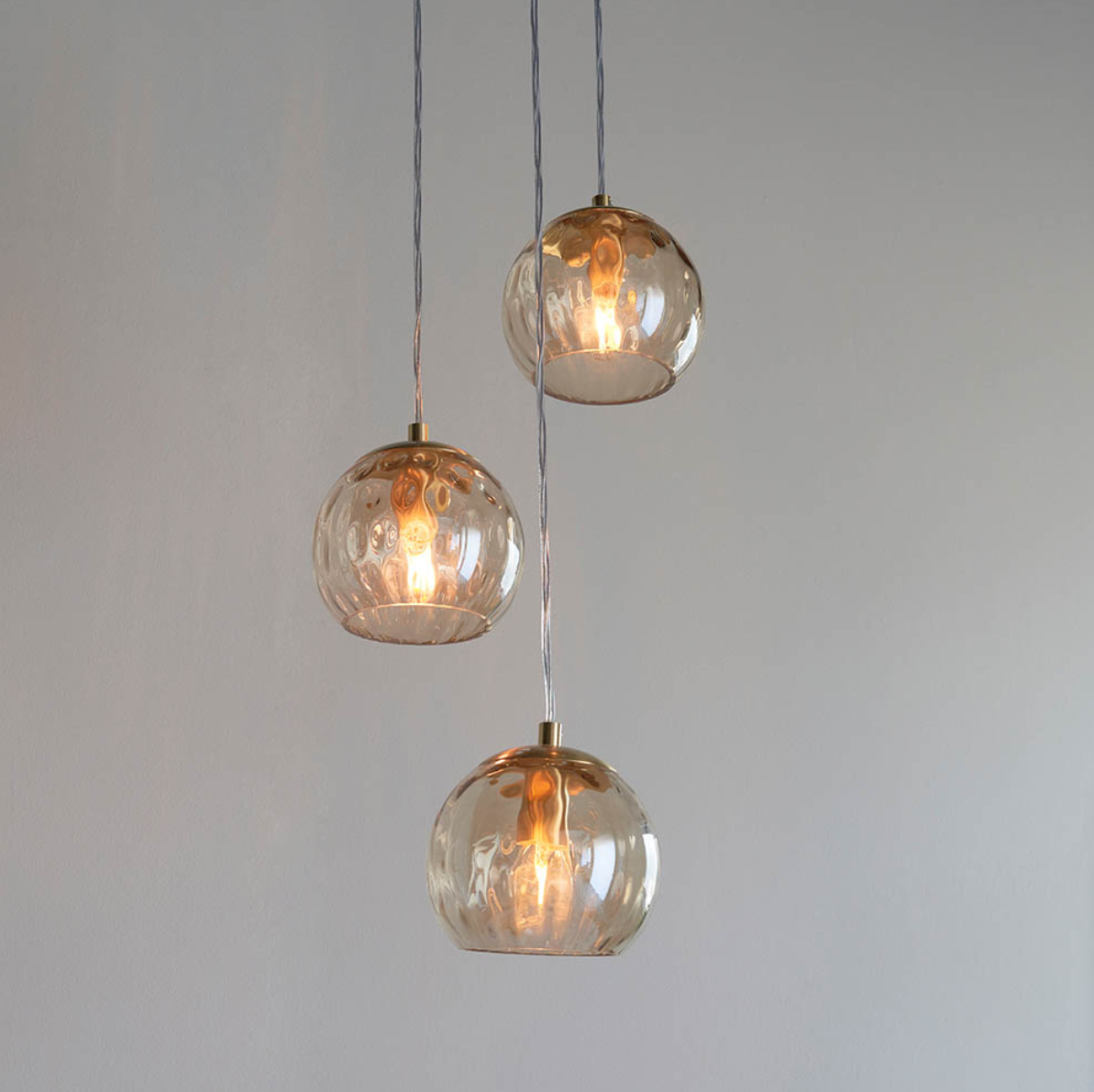 Endon Dimple 3 Light Champagne Glass Cluster Pendant