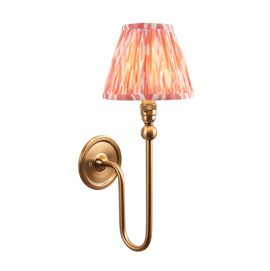 Endon Santiago Wall Light with Ikat Coral Pink Shade