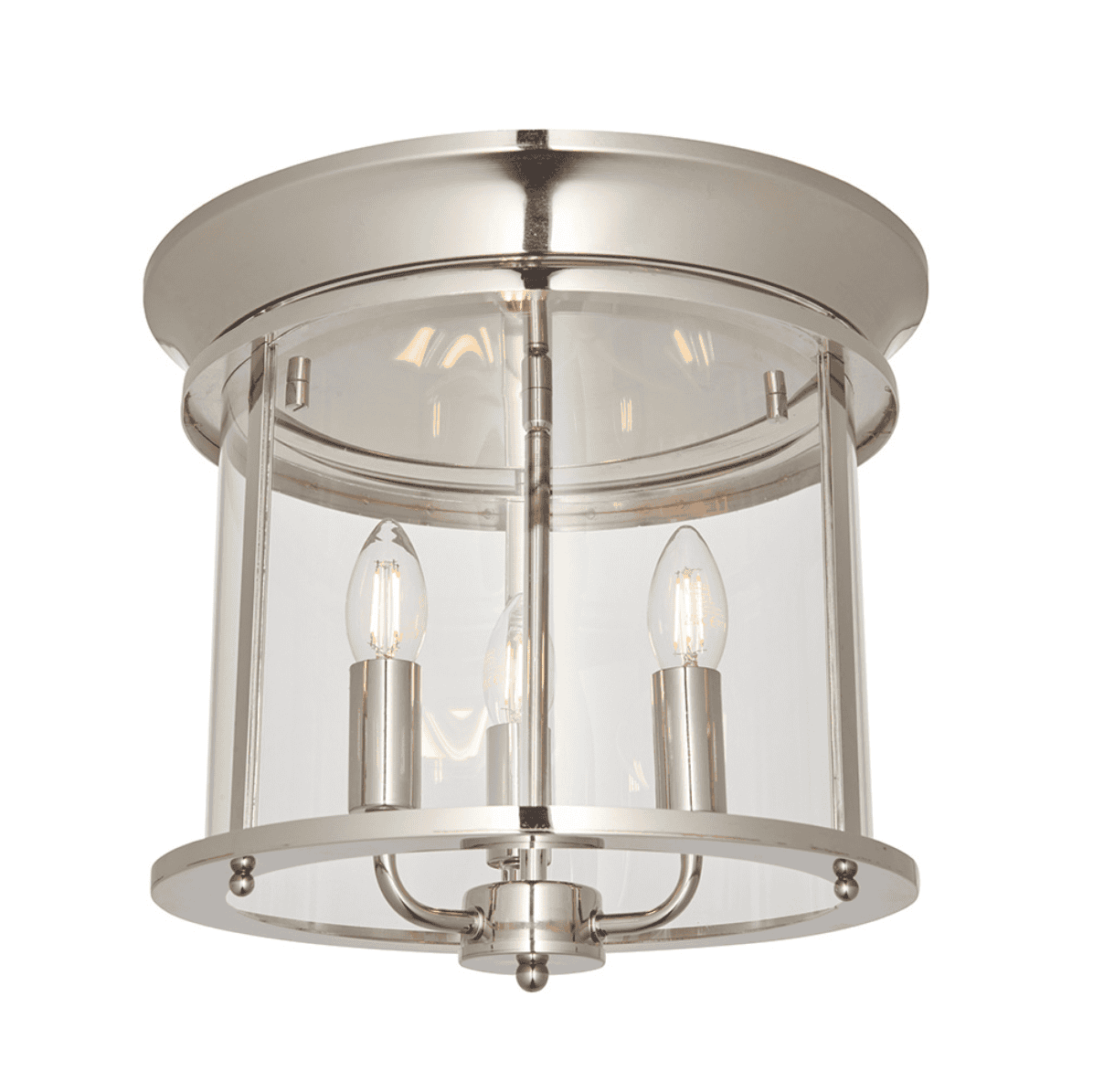 Endon Hampworth 3 Light Nickel & Glass Flush