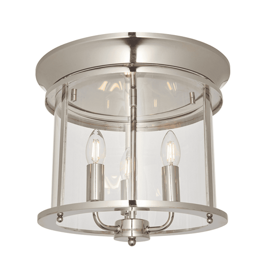 Endon Hampworth 3 Light Nickel & Glass Flush