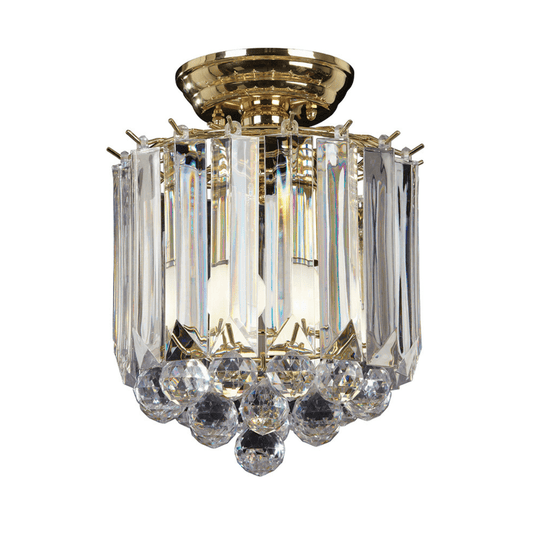Endon Fargo 2 Light Brass & Faceted Crystal Flush