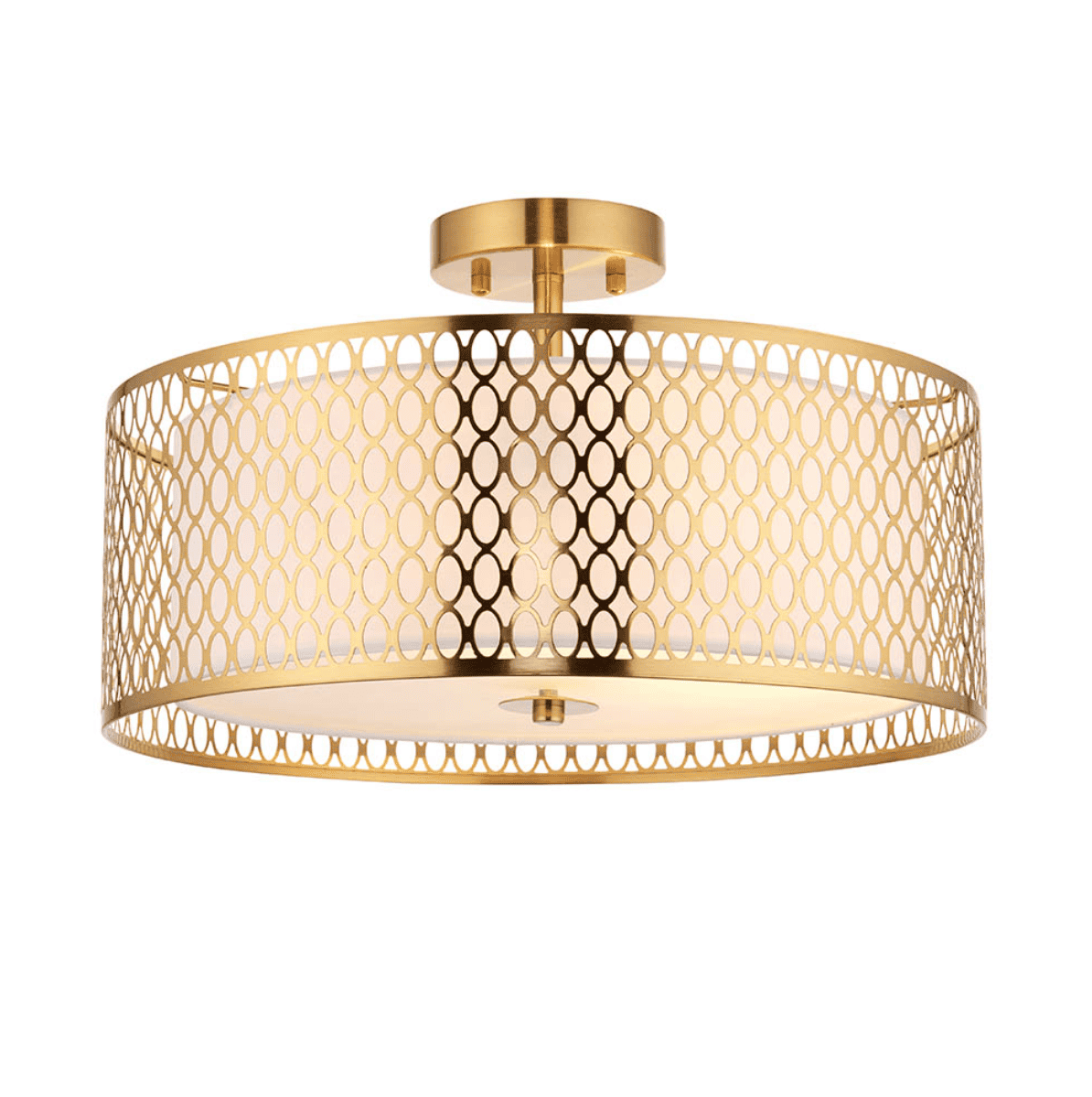 Endon Cordero 3 Light Gold & White Fabric Flush