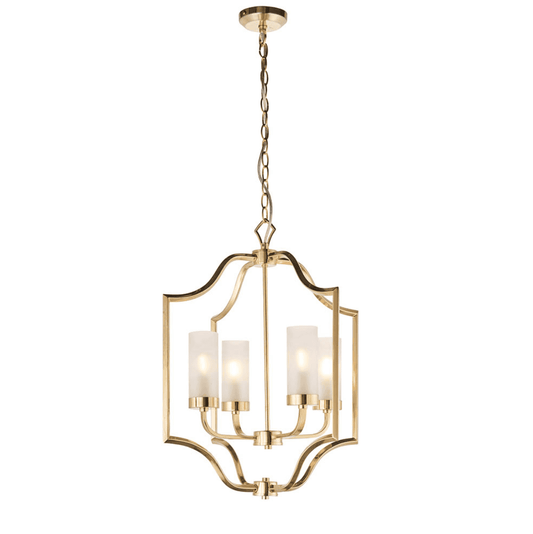 Endon Edrea 4 Light Satin Brass & Frosted Glass Pendant