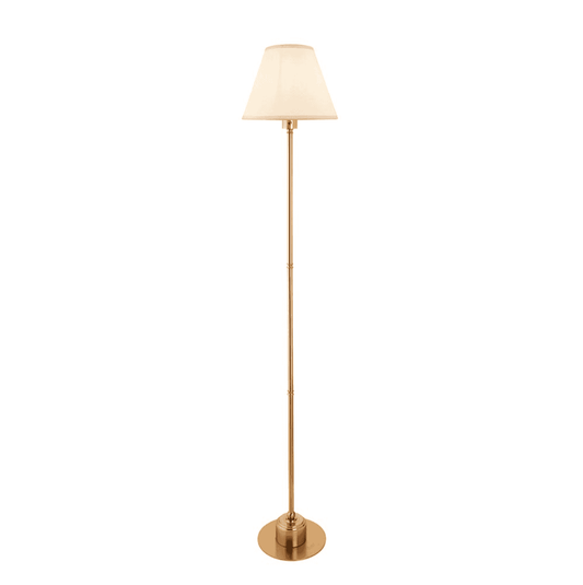 Endon Burley Rechargeable Aged Brass Floor Lamp with 25cm Ivy Vintage White Shade