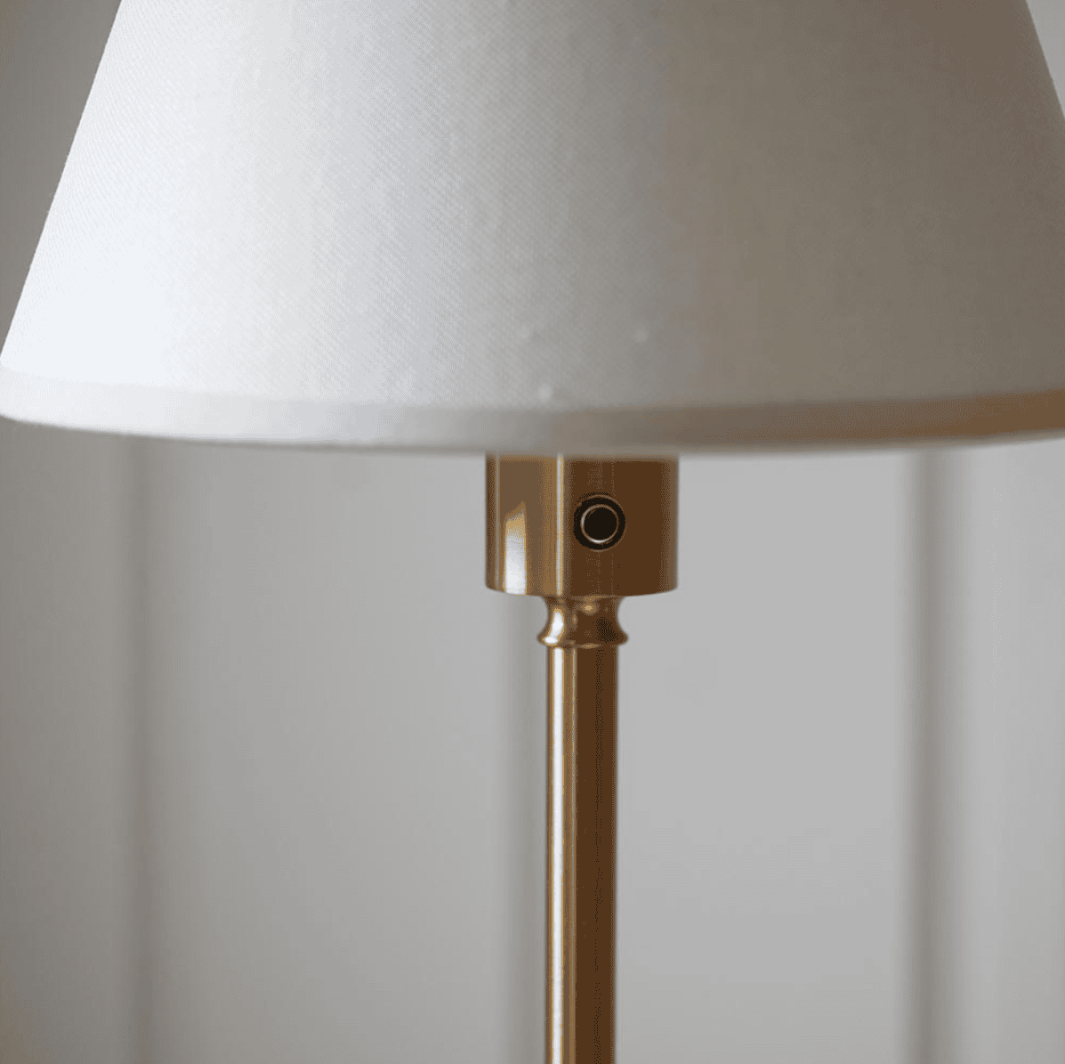 Endon Burley Rechargeable Aged Brass Floor Lamp with 25cm Ivy Vintage White Shade