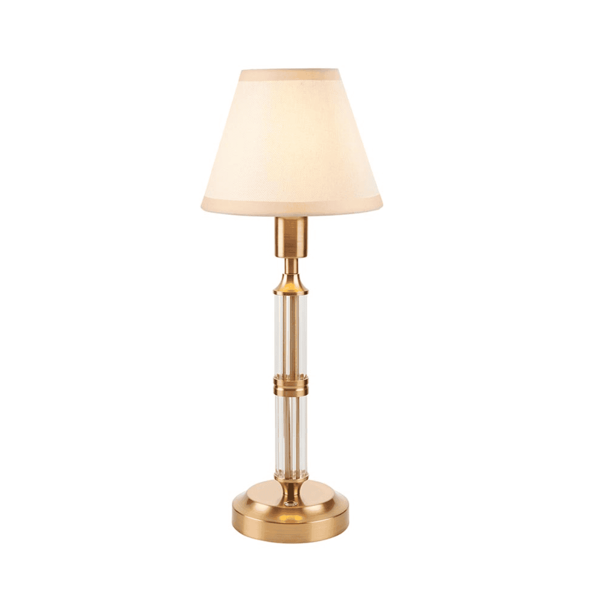 Endon Morton Rechargeable Brass Table Lamp with 16cm Ivy Vintage White Shade