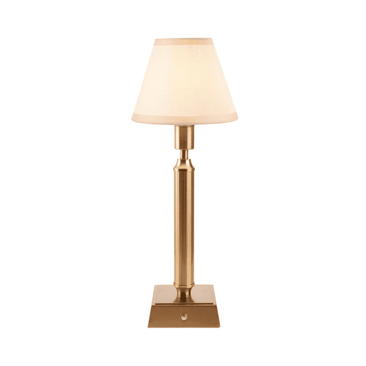 Endon Trobridge Rechargeable Brass Table Lamp with 16cm Ivy Vintage White Shade
