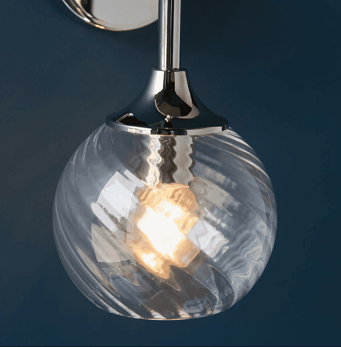 Endon Allegra Bright Nickel & Spiral Glass Wall Light