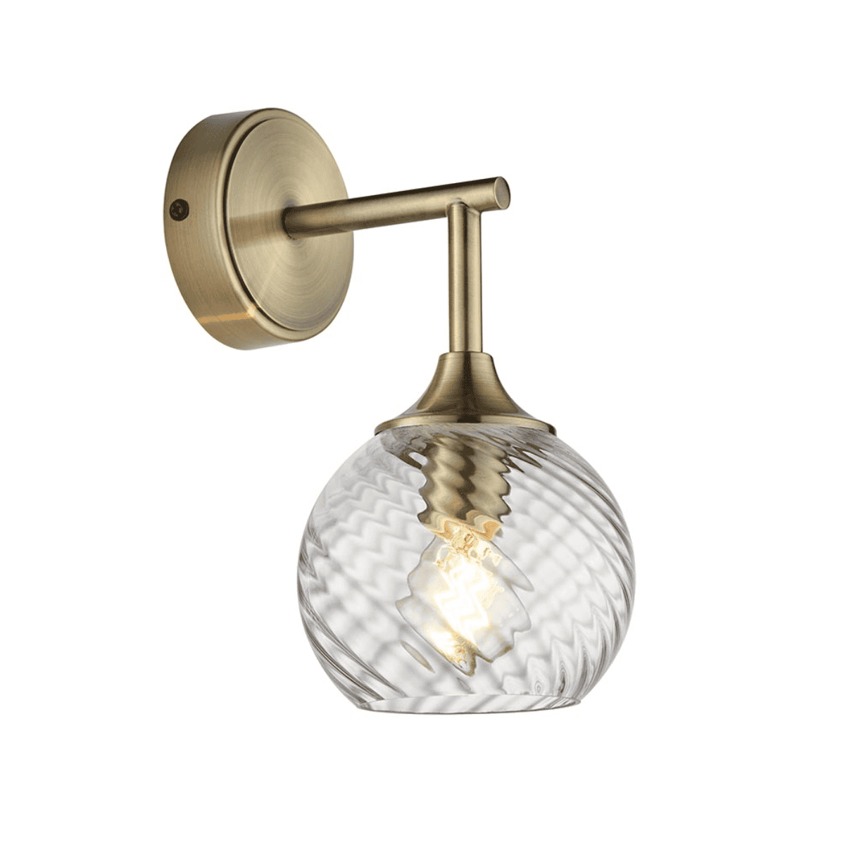 Endon Allegra Antique Brass & Spiral Glass Wall Light