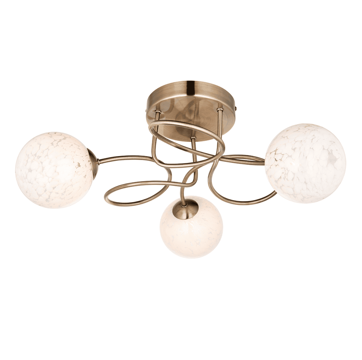 Endon Delos 3 Light Brass & Confetti Glass Semi Flush