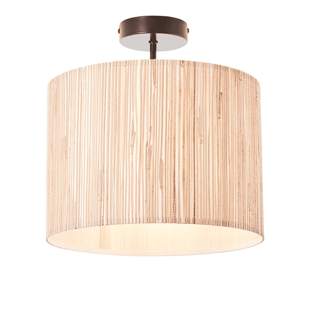 Endon Longshore Black & Natural Seagrass Semi Flush
