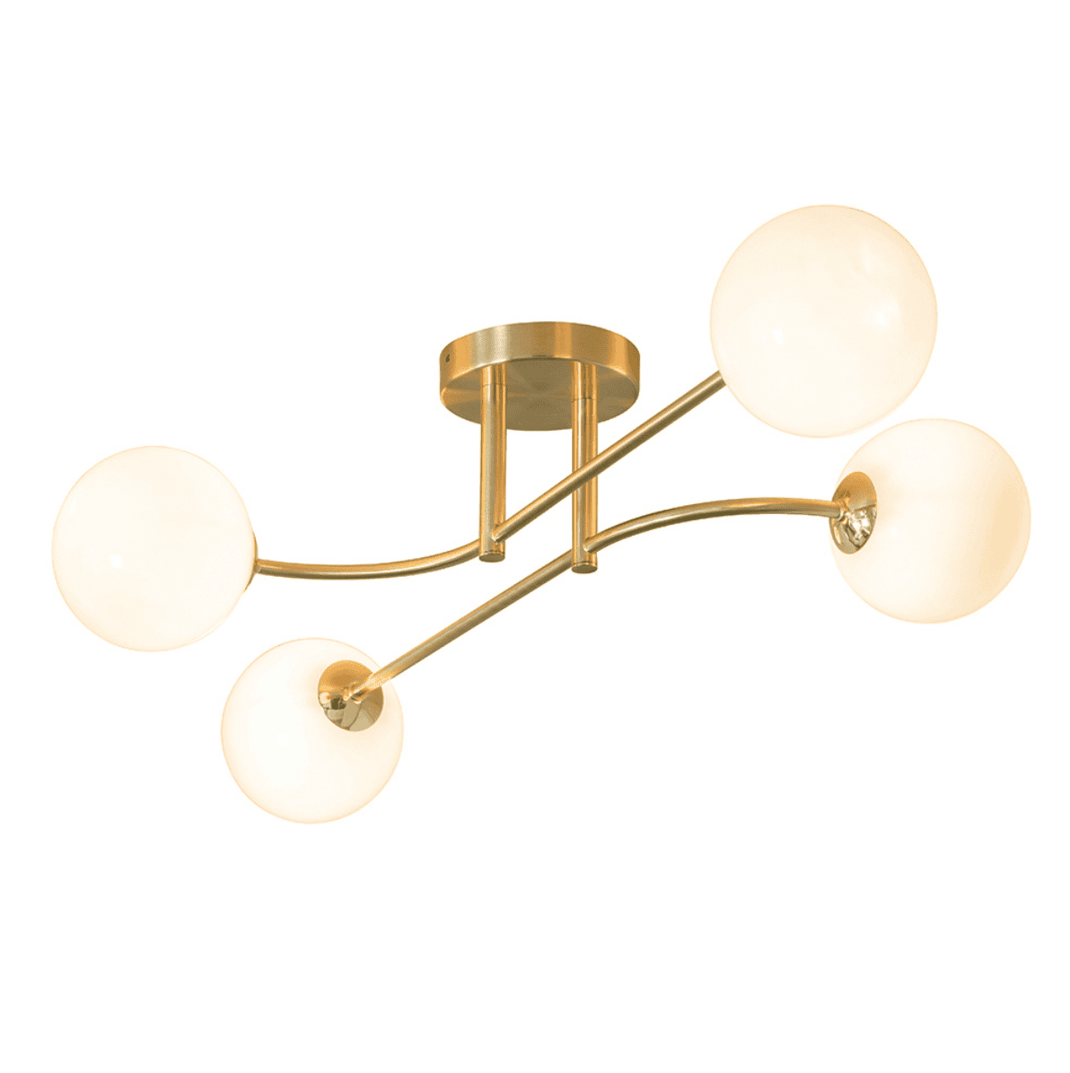 Endon Otto 4 Light Brushed Brass & Opal Glass Semi Flush