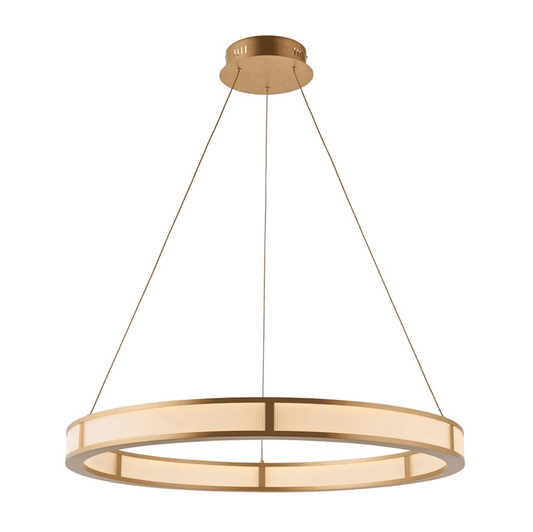 Endon Classic Gold Ribbed Hoop LED Pendant