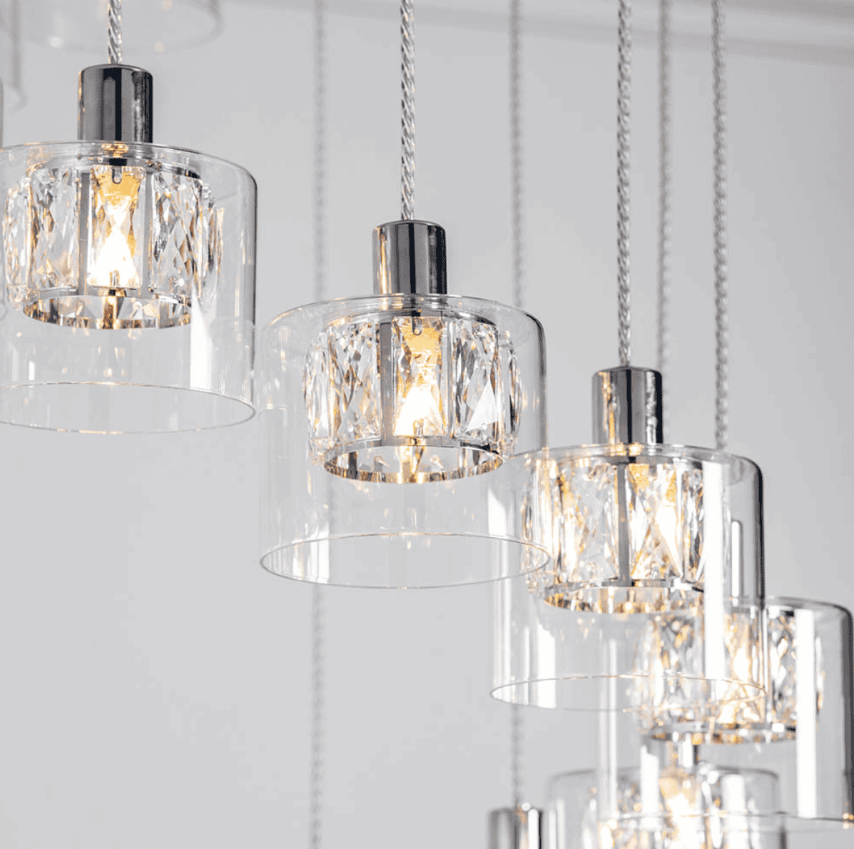 Endon Verina Chrome & Clear Glass 12 Light Cluster Pendant