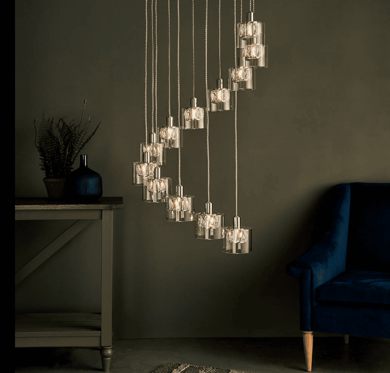 Endon Verina Chrome & Clear Glass 12 Light Cluster Pendant