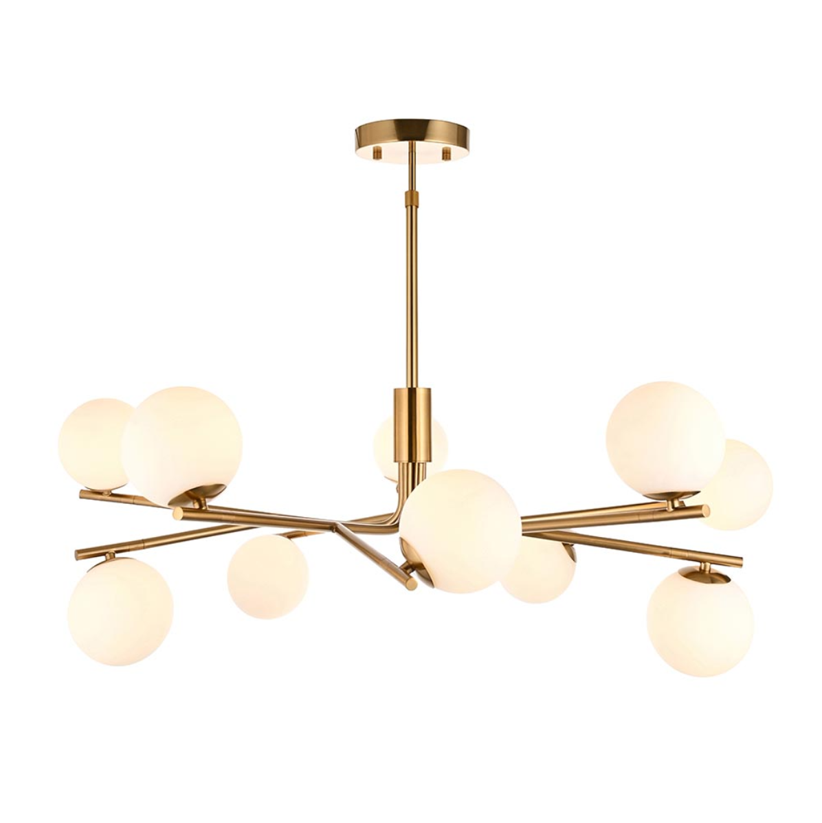 Endon Aaron 10 Light Aged Brass & Opal Glass Pendant