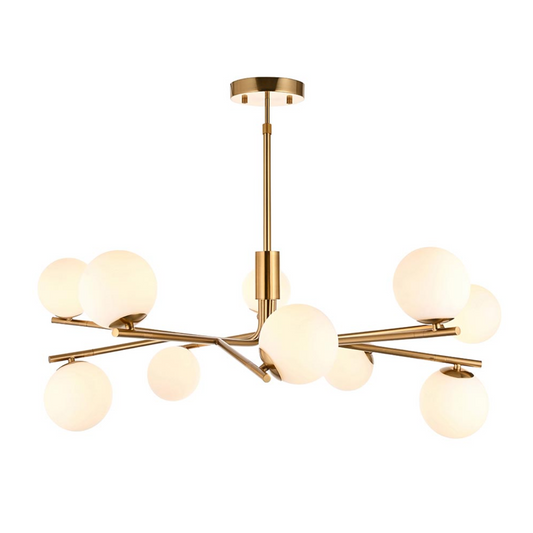 Endon Aaron 10 Light Aged Brass & Opal Glass Pendant