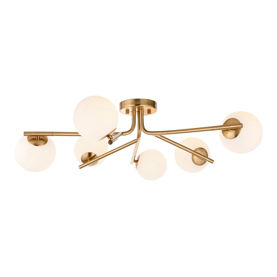 Endon Aaron 6 Light Aged Brass & Opal Glass Semi flush