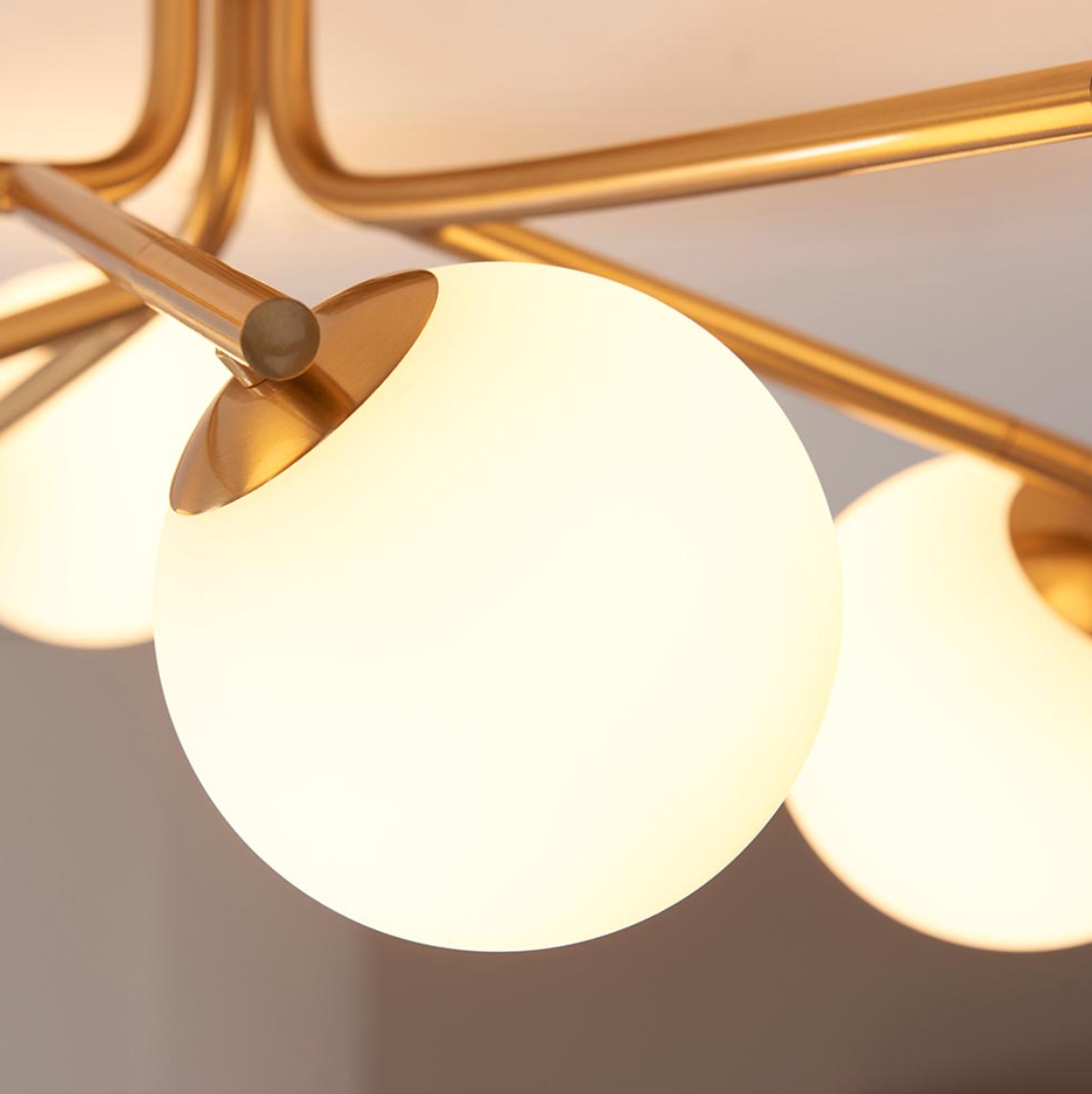 Endon Aaron 6 Light Aged Brass & Opal Glass Semi flush