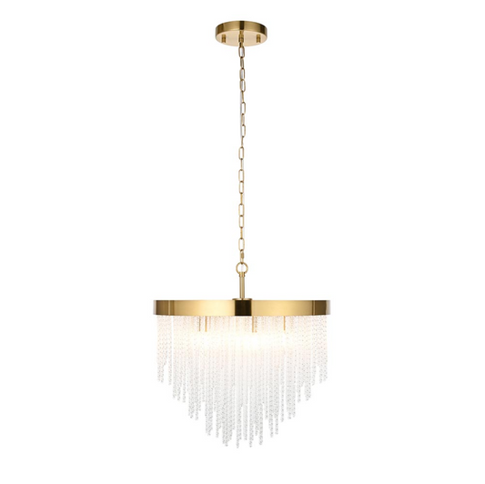 Endon Anistoria 5 Light Brass & Twisted Glass Pendant