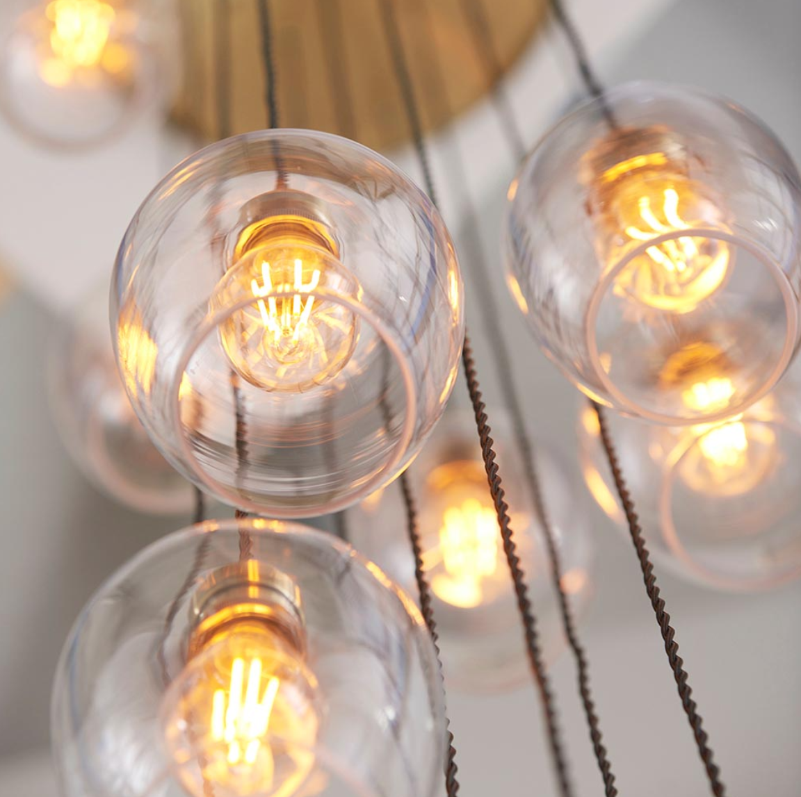 Vesilo Lighting Ares 13 Light Antique Brass & Clear Glass Cascade Pendant