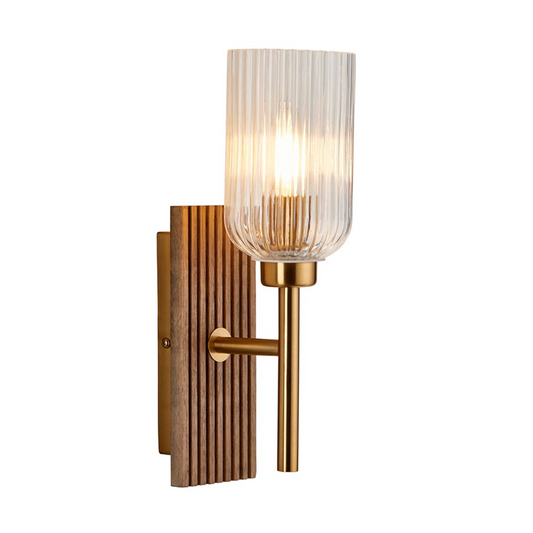Endon Grove Brass & Beechwood Wall Light
