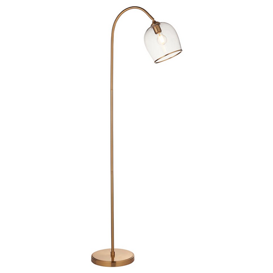 Endon Ashcroft Brushed Aged Brass & Clear Glass Floor Lamp
